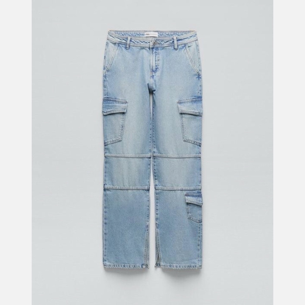 ZARA Denim Cargo Split Hem Pants Jeans 8197/209 /400